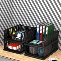 Aura Black 4 Pieces Desk Organisers-16