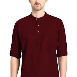 EdinWolf Men Solid Daily Cotton Short Kurta-image-98