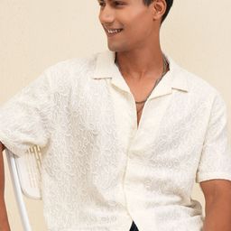 LOCOMOTIVE Premium Men Knitted Jacquard Cuban Collar Relaxed Shirt-image-117