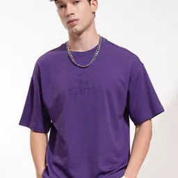 HIGHLANDER Men Self Design Round Neck Cotton Oversized T-shirt-image-32