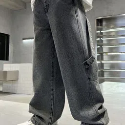 LULU & SKY Boys Wide Leg High-Rise Slash Knee Heavy Fade Jeans-image-64
