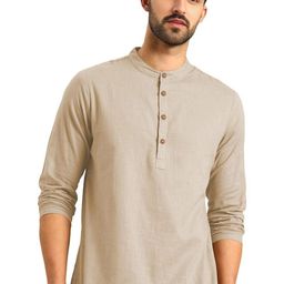 Yugnik Men Solid Slim Fit Full Sleeve Cotton Short Kurta-image-67