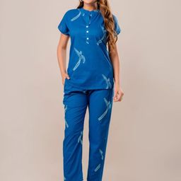 Art Avenue Animal Printed Pure Cotton Mandarin Neck Top With Trousers Co-Ords-image-99