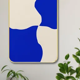 SAF Blue & Off White Abstract Printed Wooden Wall Art-picture-46