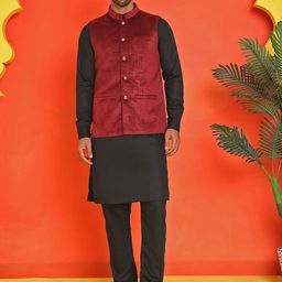 Anouk Men Regular Velvet Kurta with Pyjamas-picture-42