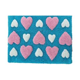 Aura Blue & White Printed Cotton Bath Rug-image-38