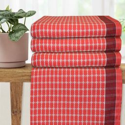 Athom Living Red & White 4 Pieces Printed Cotton 210 GSM Bath Towel-image-32