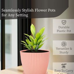 Kuber Industries 6-Pieces Pink & Peach Colored Textured Planters image 5