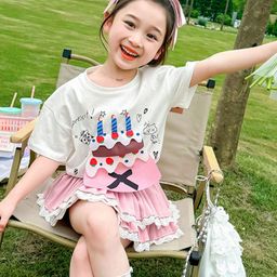 LULU & SKY Girls Printed Raw Edge T-shirt-image-87