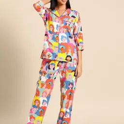 MABISH by Sonal Jain Women Lapel Collar Printed Night suit-image-85