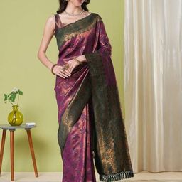 KAYOMMI Floral Zari Art Silk Banarasi Saree-image-37