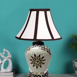 Devansh Off White Glass Traditional Frusturical Shaped Table Lamp-37