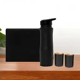 INTERNATIONAL GIFT Black Set of 3 Copper Solid Water Bottle-image-69
