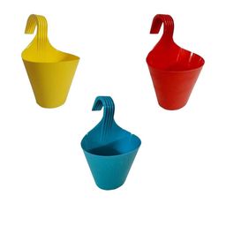 Go Hooked Set of 3 Hanging Railing Flower pots Planters-30