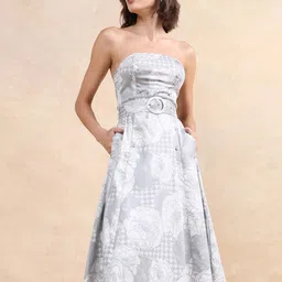 RAREISM Floral Printed Bandeau Midi Dress-image-52