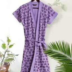 HotGown Women Printed  Bath Robe With Belt-image-93