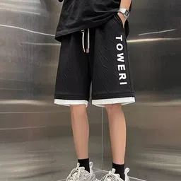 KPOP Men Typography Printed Relaxed Fit Cotton Shorts-image-15