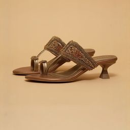 ERIDANI Embellished Ethnic Kitten Sandals-picture-42