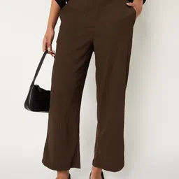 max Women Textured Mid-Rise Regular Trousers-picture-38