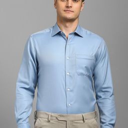 Louis Philippe Men Textured Spread Collar Cotton Formal Shirt-image-57