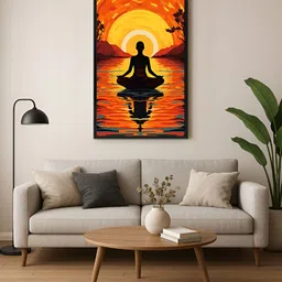 999Store Orange & Black 1 Piece Canvas Abstract Wall Paintings-image-97