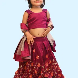 Shoryam Fashion Girls Purple Raw Silk Lehenga Choli-picture-58