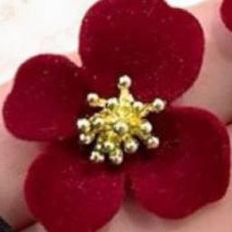 AKISON JEWELS Women Gold Plated Maroon Floral Earrings-image-88