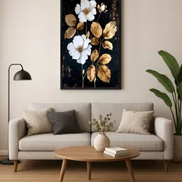 999Store Black & White Canvas Floral and Botanical Wall Paintings-image-47