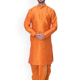 Om Shubh Mangalam Band Collar Dupion Silk Straight Kurta With Dhoti Pants-picture-50
