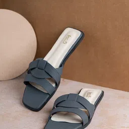 Inc 5 Women Striped Open Toe Flats with Bows-image-100