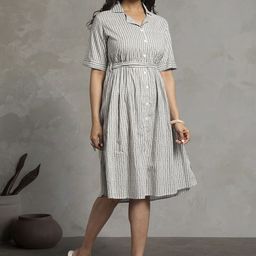 TUNIYA Women Stripe Shirt Style Dress-image-2