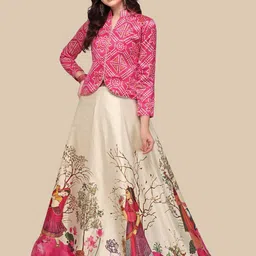 Kaizen TEXO FAB Printed Satin Semi-Stitched Lehenga & Unstitched-picture-43