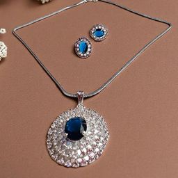 DressBerry Rhodium Plated Cubic Zirconia Stone-Studded Jewellery Set-15