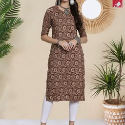 HERE&NOW Selection Of 2 Floral Printed Round Neck Straight Kurtas-image-52
