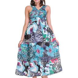 Exotic India Women Shoulder Straps Floral Print Fit And Flare Midi Dress-image-19