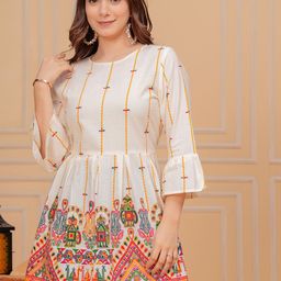 NEW RJP CRAFT Print Bell Sleeve Ethnic Cotton Longline Top-image-40