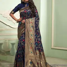 SHOP DROP Ethnic Motifs Woven Design Zari Pure Silk Banarasi Saree-image-89