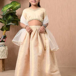 MoMaa Girls Embellished Silk Georgette Ready To Wear Lehenga With Blouse & Dupatta-57