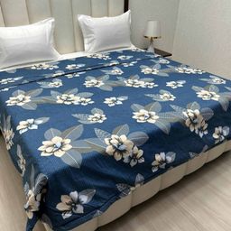 Pure Decor Comfy Blue & White Floral 380 GSM Microfiber King Size Bed Comforter-image-97