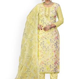 HERE&NOW Embellished Organza Unstitched Dress Material-picture-35