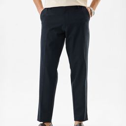 Snitch Men Textured Slim Fit Mid-Rise Trousers-image-54