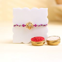 Floweraura Floral Stones Studded & Beaded Rakhi With I Love My Brother Mug-image-50