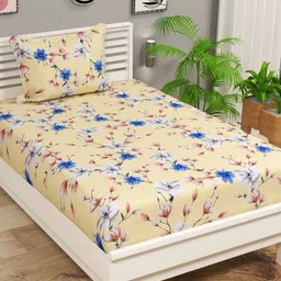 VAS COLLECTIONS Valancia Cream-Coloured Floral Microfiber 210 TC Bedsheet Set-2.28mx1.52m-picture-36