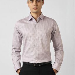 Van Heusen Men Slim Fit Floral Printed Spread Collar Pure Cotton Formal Shirt-picture-26