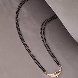 ATIBELLE Rose Gold-Plated Cubic Zirconia Stone Studded layered Mangalsutra-image-22