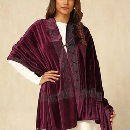 Soch Women Floral Woven Design Velvet Shawl-image-87