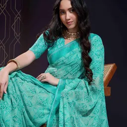 TASRIKA Printed Bandhani Beads and Stones Poly Georgette Saree-picture-6