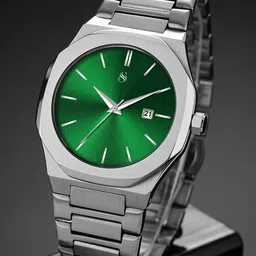 Shocknshop Men Patterned Dial & Stainless Steel Straps Analogue Function Watch WCH150Green-19