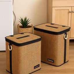 OBSESSIONS 2-Pcs Black & Brown Foldable Laundry Storage Basket-image-26