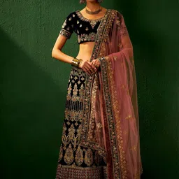 Maroosh Embellished Thread Work Unstitched Lehenga & Blouse With Dupatta-picture-56